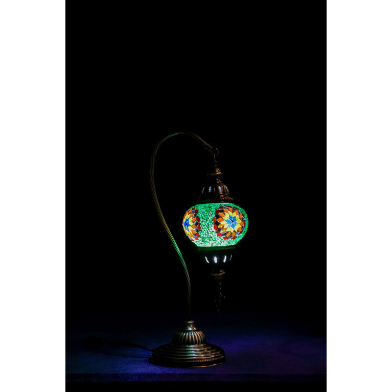 Table lamp "Swan", green/red mosaic, diameter 12 cm